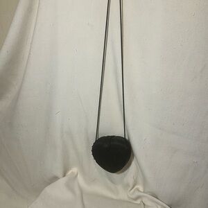 Black Satin Beaded Heart-Shaped Crossbody Bag